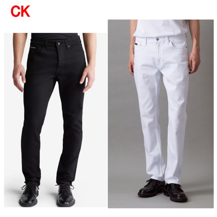 CK 캘빈클라인 남성 슬림핏 청바지 블랙 , 화이트