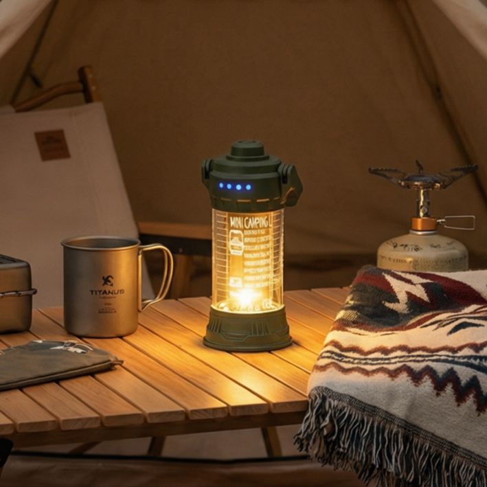 Fowod 캠핑랜턴 LED 캠핑조명 무드등 야외조명 충전식 손전등 캠핑등 휴대용 미니, 1개, 녹색