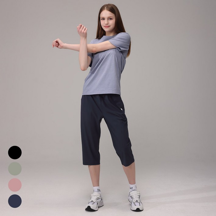 에버라스트 여성 7부 여름 바지 스트라이프 팬츠