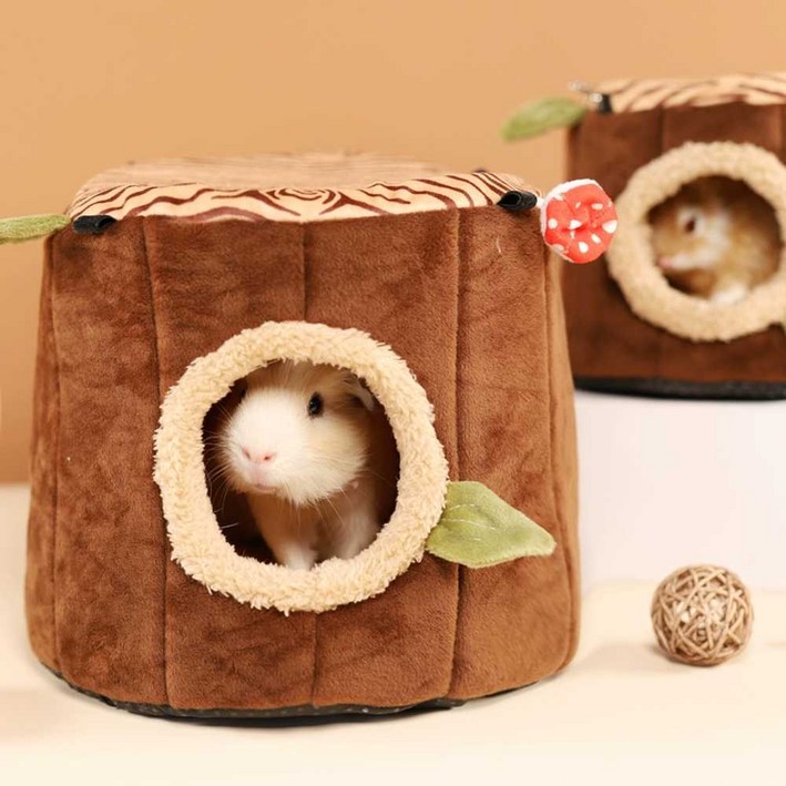 토끼 은신처 고슴도치 기니피그 쿠션 통나무 모양 숨숨집 소동물 하우스