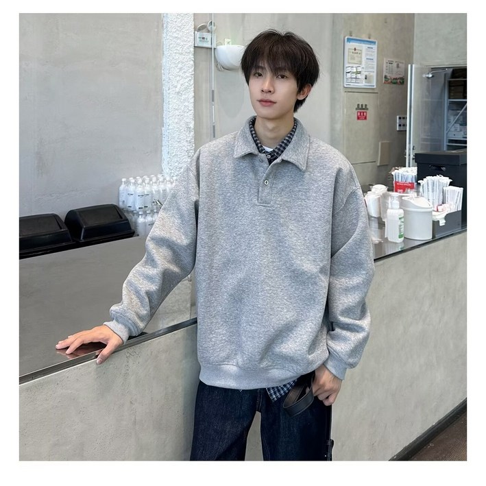 ANYOU 남성 맨투맨 캐주얼 루즈핏 맨투맨 빅사이즈