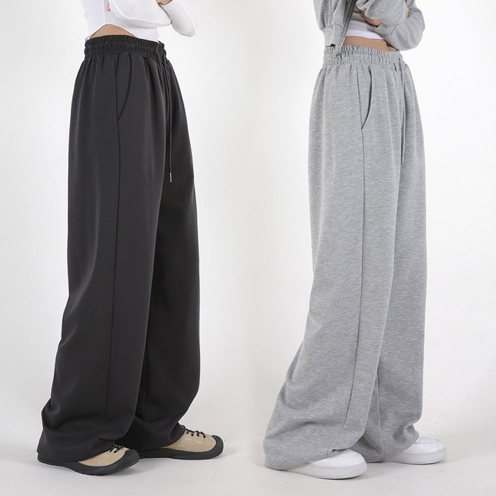 [오버나인] 여자 여성 무지 와이드 숏 롱 기장선택 트레이닝 팬츠 바지
