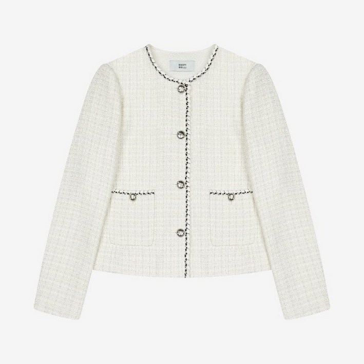 베스띠벨리 테이프디테일트위드자켓 BKJAC2106IVDG