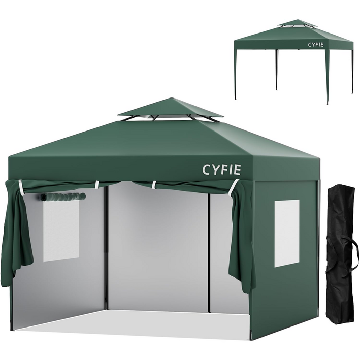 {간절기 할인 } 대형 원터치 텐트 5-6인용 방수+UV차단 100% 그늘막 캠핑텐트 3X3 4-6인용 캐노피 접이식 천막 야외 행사 운동회, 그린