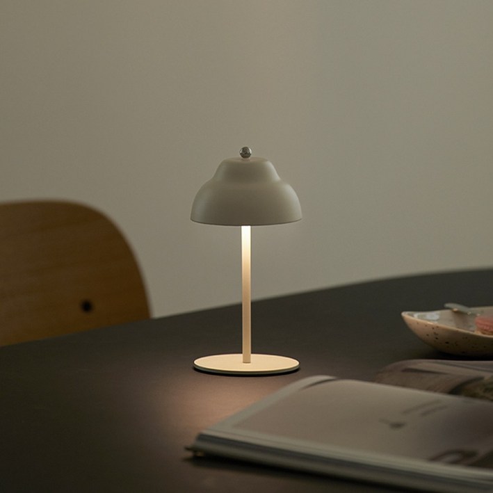 미니엔 마롱 LED 무선 테이블 램프 인테리어 조명 무드등 수면등 취침등, 크림 화이트