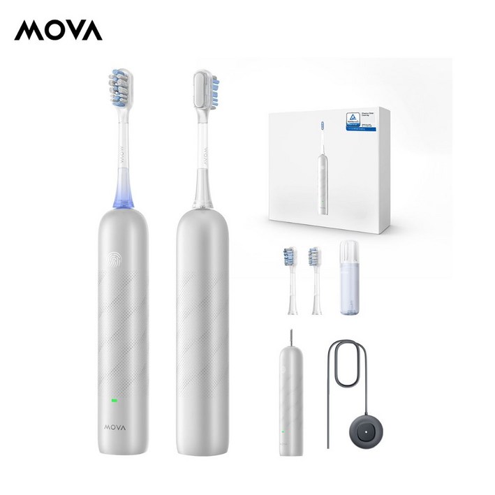 (3년 무상보증)MOVA Fresh Pro 프리미엄 전동칫솔+칫솔모+휴대 케이스, 실버, 1개, ATB15A