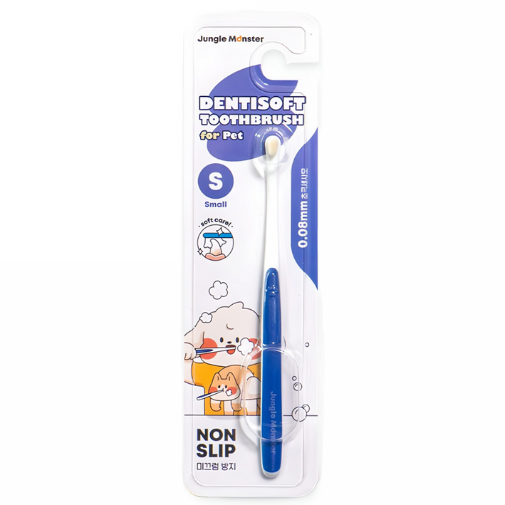 정글몬스터 반려동물 덴티소프트 극세사모 칫솔 S, 블루, 1개