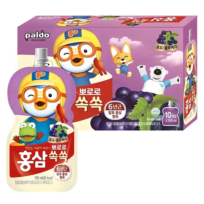 팔도 뽀로로 홍삼쏙쏙 포도 블루베리