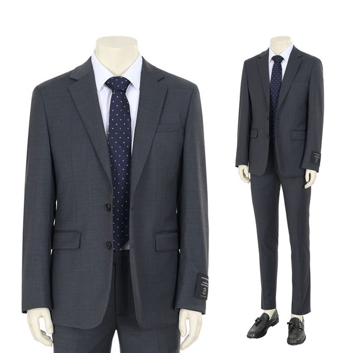 바쏘옴므 남성용 블렌디드 슬림핏 정장 자켓  팬츠 세트