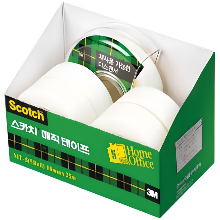 스카치 매직 테이프 디스펜서  리필 18mm x 25m 4p 오피스 팩 MT5