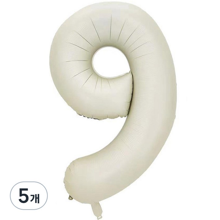 팡파티 숫자 레터링 풍선 101cm 9, 화이트, 5개 팡파티 숫자 레터링 풍선 101cm 9, 화이트, 5개