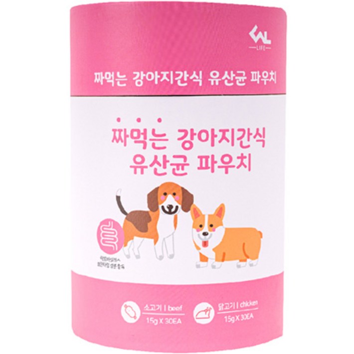 씨엔앨 라이프 짜먹는 강아지간식 파우치 영양제 소고기 30p + 닭고기 30p