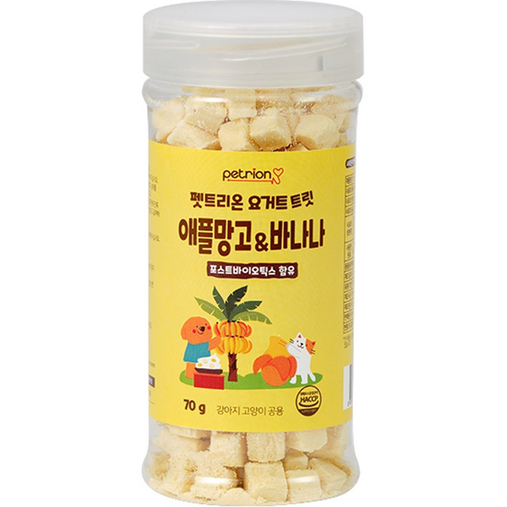 펫트리온 반려동물 요거트 트릿 유산균함유 동결건조 간식 70g, 애플망고 바나나 혼합맛, 70g, 1개