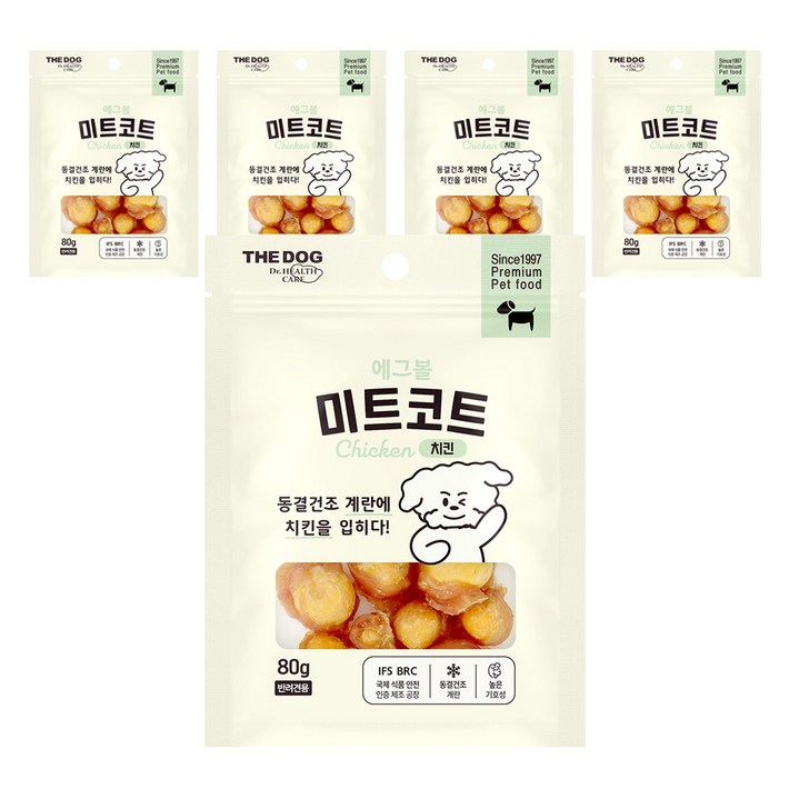 더독 강아지 미트코트 에그볼 간식, 치킨, 80g, 5개 더독 강아지 미트코트 에그볼 간식, 치킨, 80g, 5개