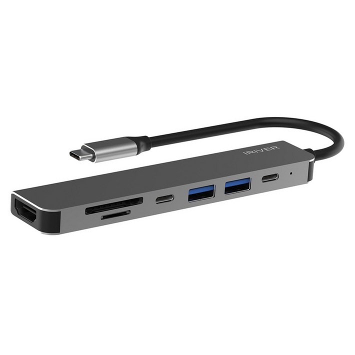 아이리버 USB C  A타입 5Gbps HDMI PD100W 패스스루 DeX 지원 메탈프레임 7in1 멀티 허브 IHCHW09HUB7