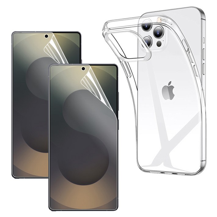 메오르 나노슬림 젤리 휴대폰 케이스  프리미엄 휴대폰 액정보호필름 2p 세트