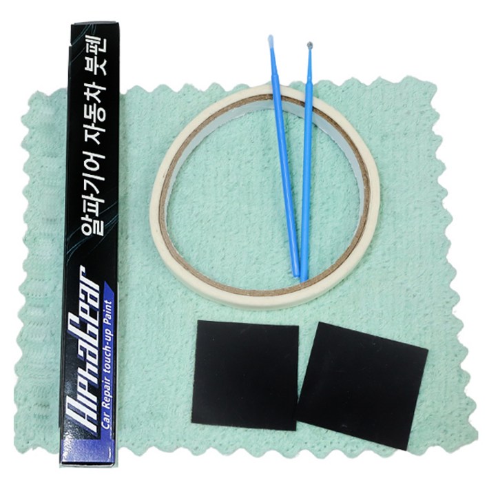 알파기어 붓펜, 사포 2p, 타올, 미세붓펜 2p, 마스킹테이프