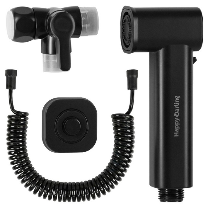 해피달링 다용도 욕실 스프레이건 베란다 호스 청소건 세트, 블랙