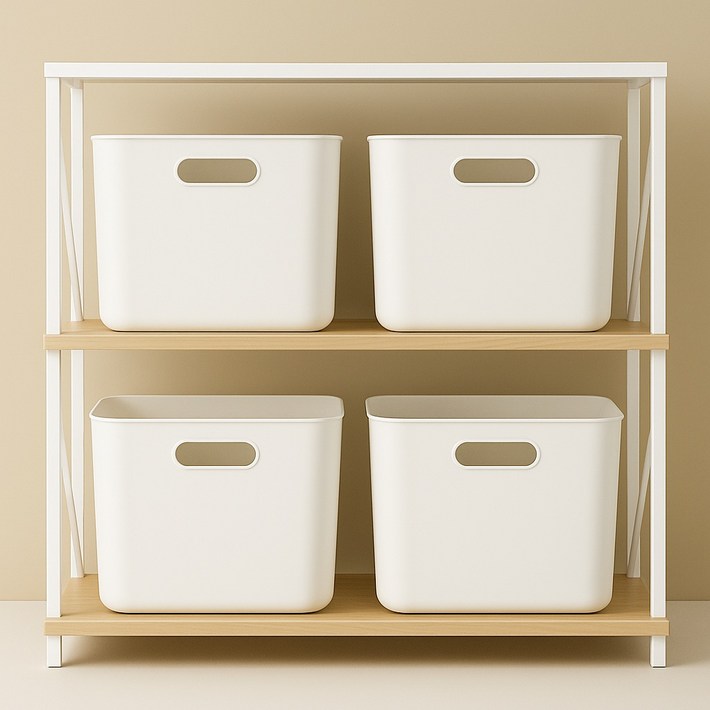 보노하우스 국내 제조 로코스 팬트리수납 정리 손잡이 바스켓, 화이트, 4개