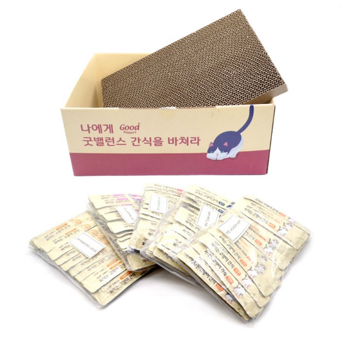 굿밸런스 짜먹는 고양이 간식 플러스 200p + 스크래쳐 박스 세트