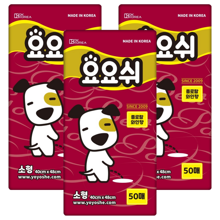 요요쉬 강아지 배변패드 플로랄와인향, 50개입, 3개 요요쉬 강아지 배변패드 플로랄와인향, 50개입, 3개