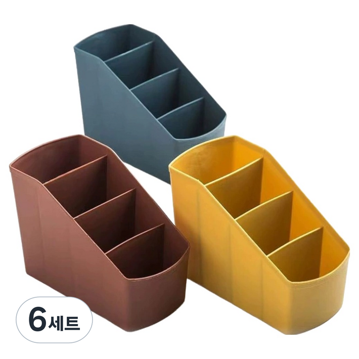 리빙필로 펜홀더 리모컨 화장품 소품 정리 박스 3종 세트, 혼합색상, 6세트