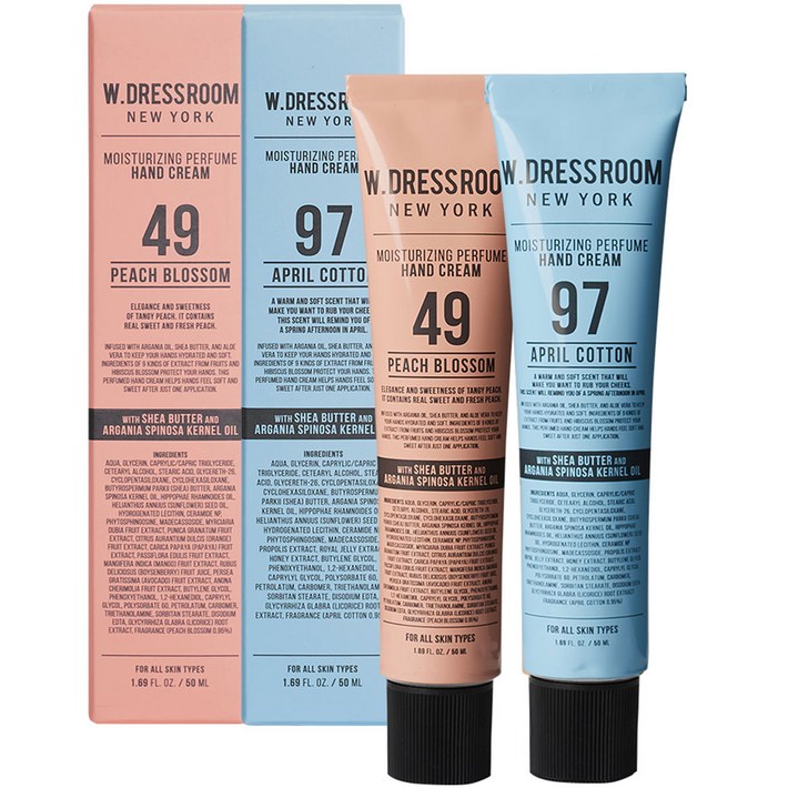 더블유드레스룸 퍼퓸 핸드크림 50ml 세트 49 피치블러썸 97 에이프릴코튼, 1세트