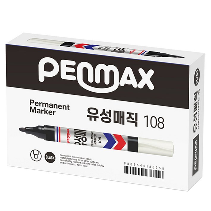 펜맥스 롱유성매직 108, 흑색, 12개 펜맥스 롱유성매직 108, 흑색, 12개
