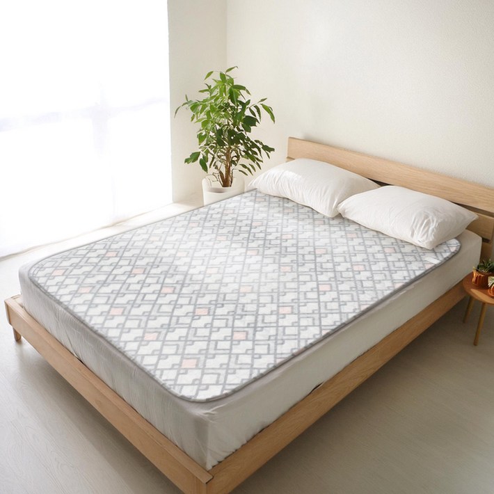 일월 워셔블 카본 온열 전기매트 체크 그레이