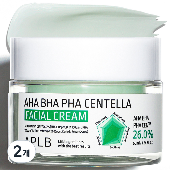 APLB 아하 바하 파하 센텔라 페이셜 크림, 2개, 55ml APLB 아하 바하 파하 센텔라 페이셜 크림, 2개, 55ml