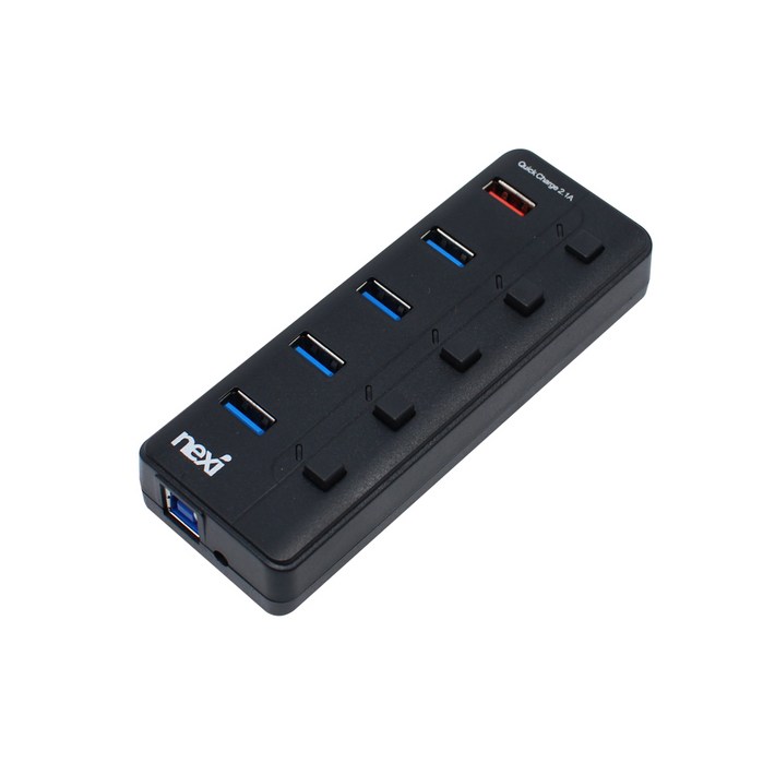 넥시 USB 3.0 5포트 유전원 허브 NXU3005R, 혼합색상