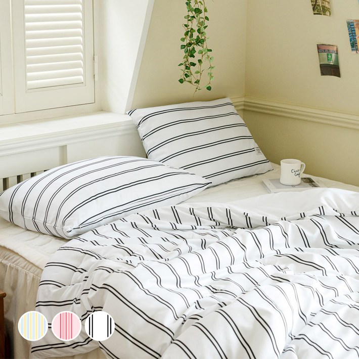 더자리 미드센츄리 모던스트라이프 차렵이불