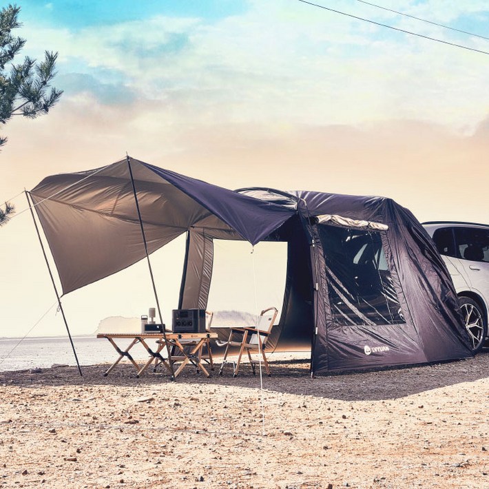 녹원 차박텐트 도킹쉘터 캠핑 방수 그늘막 타프세트 대형 68 인용, 블랙, 68인용