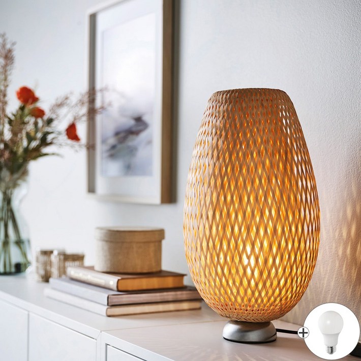 이케아 단스탠드 무드등 라탄 뵈야 LED전구증정