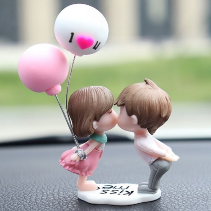 차량용 커플 피규어 자동차 인테리어 인형 네비게이션 대시보드 악세사리 장식품 소품, 1개, 6키스커플풍선