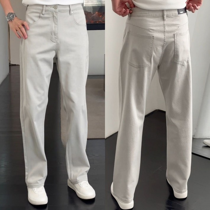 봄 가을 남자 통 청바지 급 청바지 하이웨이스트 스트레이트 캐주얼 팬츠 봄 가을 패션 JS