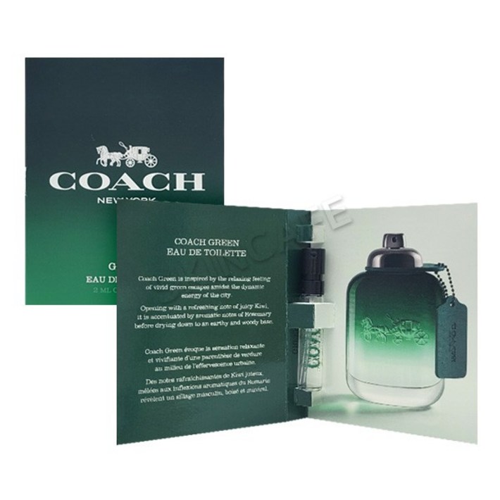 활동적인 남성향수 코치 맨 그린 EDT 2ml 데이트 여행용 우디 아로마틱 향수 샘플 5개