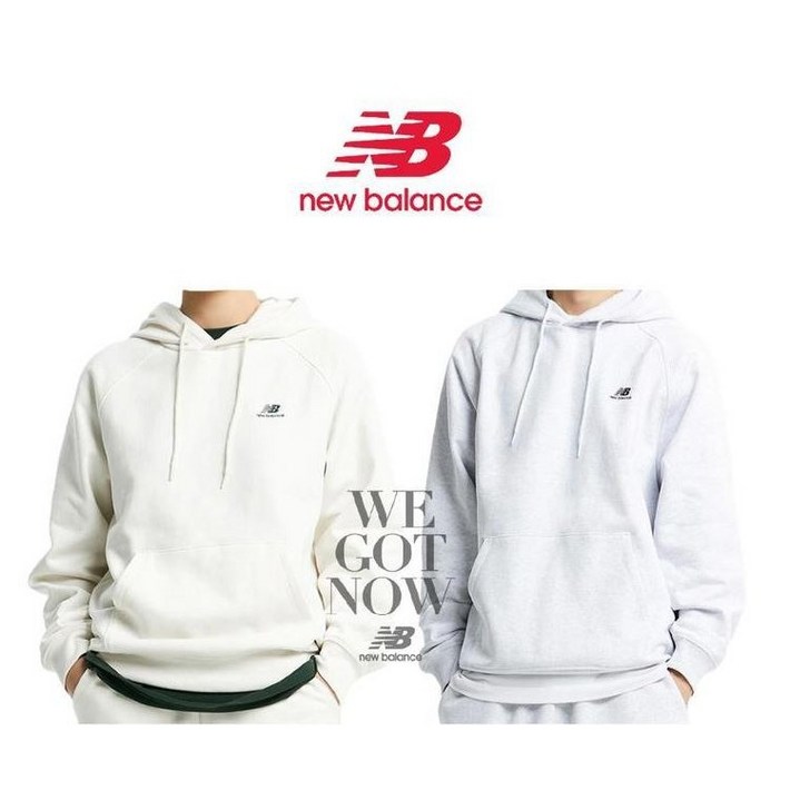 뉴발란스 UNI Athletics 기모 후드티 NBN0D41913 아이보리 라이트그레이