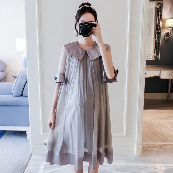 패션 임산부 여름 미니 원피스 임산부 여름 패션 원피스 편안한 디자인 JXH