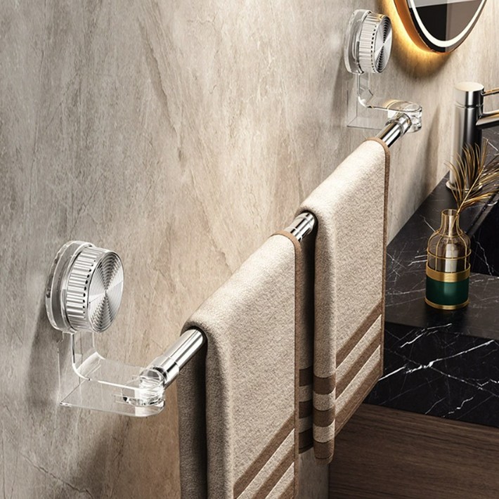 마벨인홈 무타공 길이조절 180도 흡착식 욕실 수건걸이, 2개, 투명