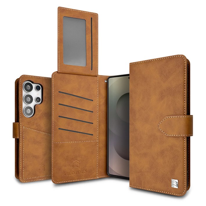 필로티모 카드7장 수납 후면포켓 지갑형 다이어리 케이스