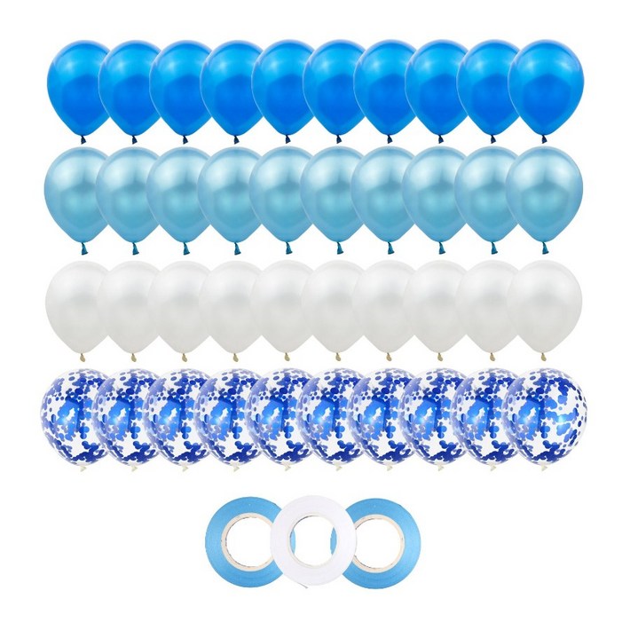지에이엠 파티 이벤트 컨페티 파티풍선 40개컬링리본 3개 7가지 타입, 1세트, 블루