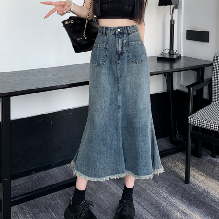 어베일텐비 데일리 빈티지 캐주얼 롱 청치마 데님 스커트