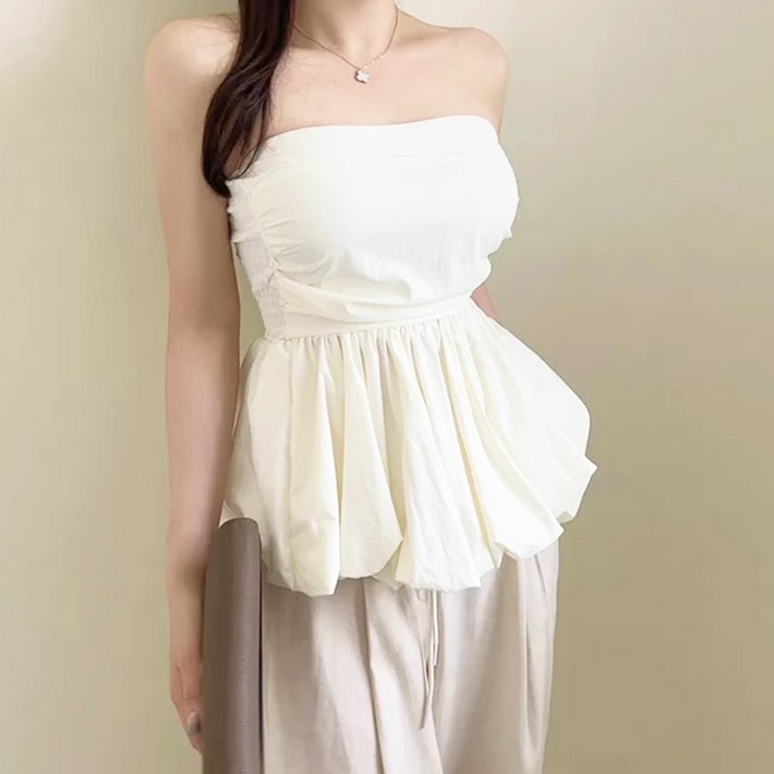 에스알비 오프숄더 프릴 탑