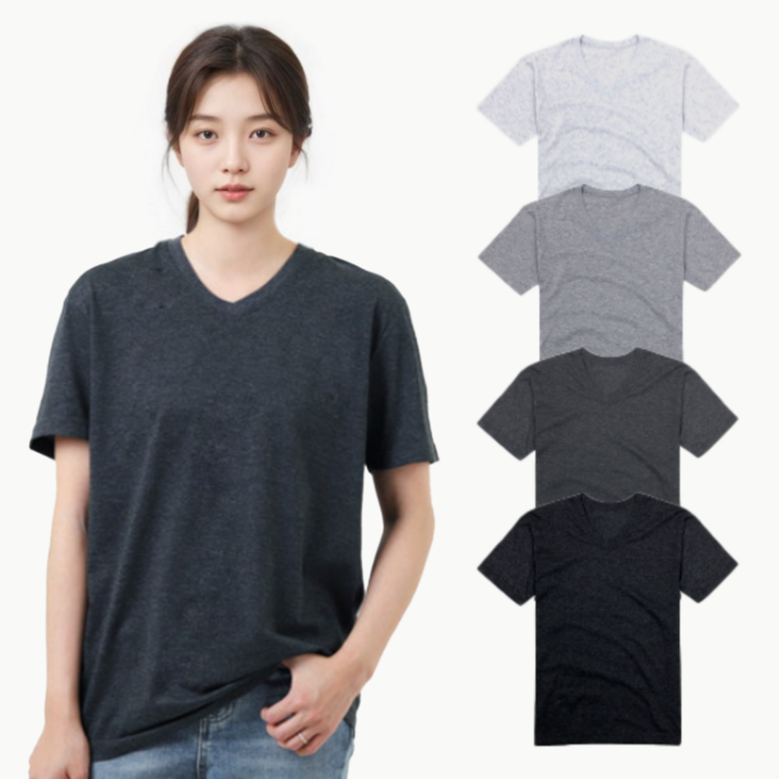 반팔 30수 V넥 브이넥 무지티 남녀공용 S3XL 베이직 기본 데일리룩