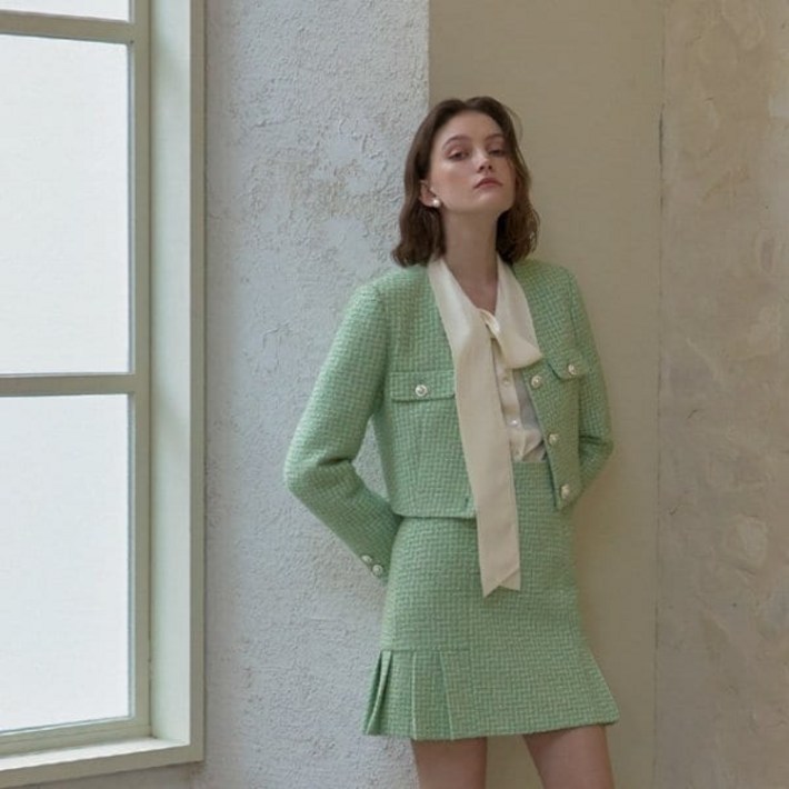 나인Atelier Nain 택가89,000원웬디 트위드 셋업 플리츠 미니 스커트SK4763