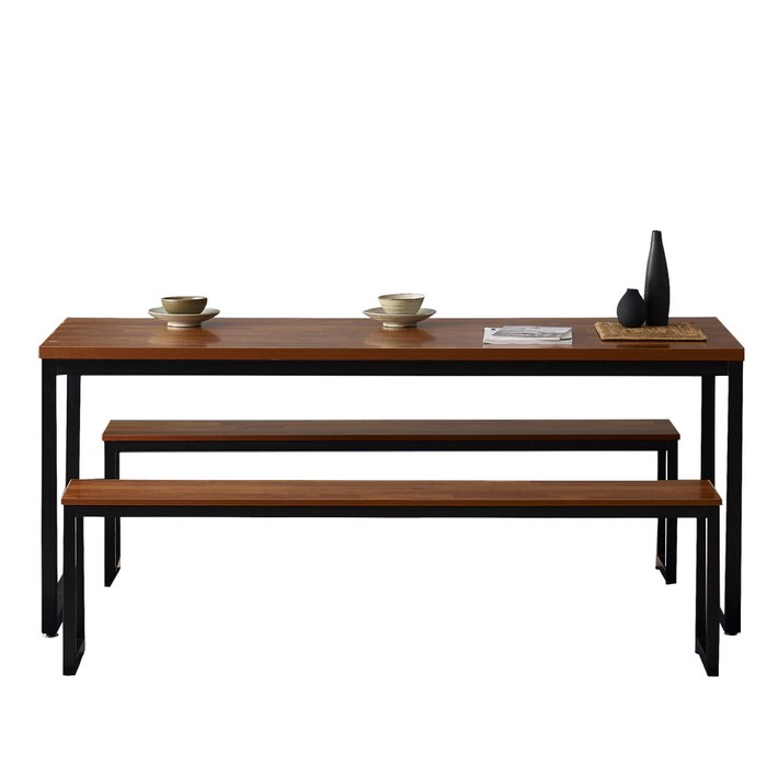 미코퍼니처 업소용 빅사이즈 카페 독서실 멀바우 테이블 1600  벤치 1400 2개 세트 넓은 4인용 6인용 식탁, 4인용, 멀바우