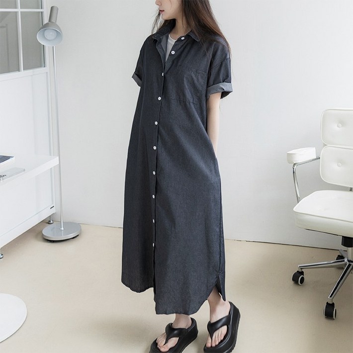 모멜트 임산부 셔츠원피스 루즈핏 수유가능 빅사이즈