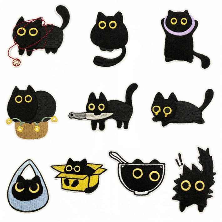 고양이 와펜 패치 스티커  10종