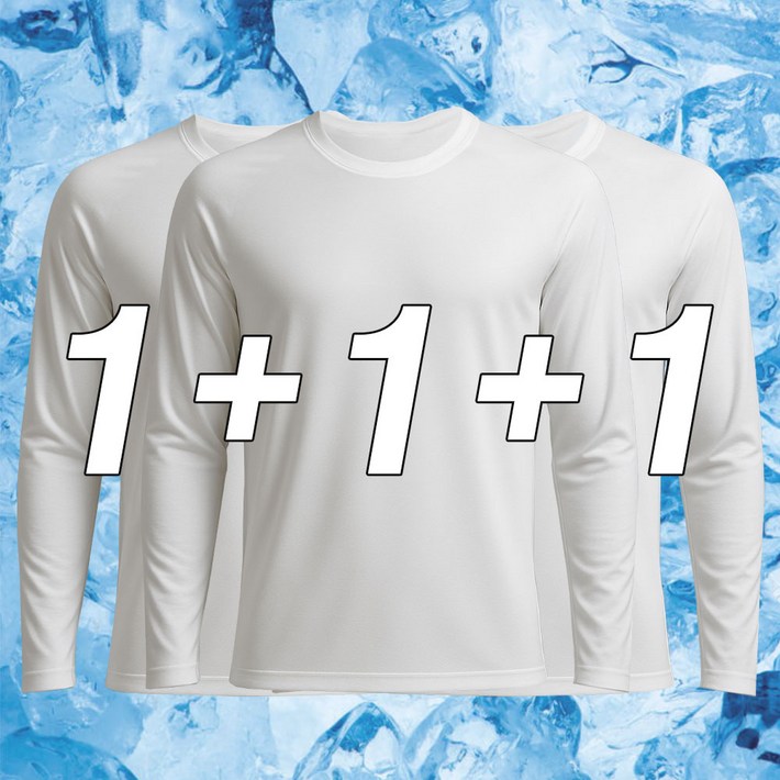 남녀공용 기능성 드라이 쿨 라운드 긴팔티 티셔츠 3매입 세트